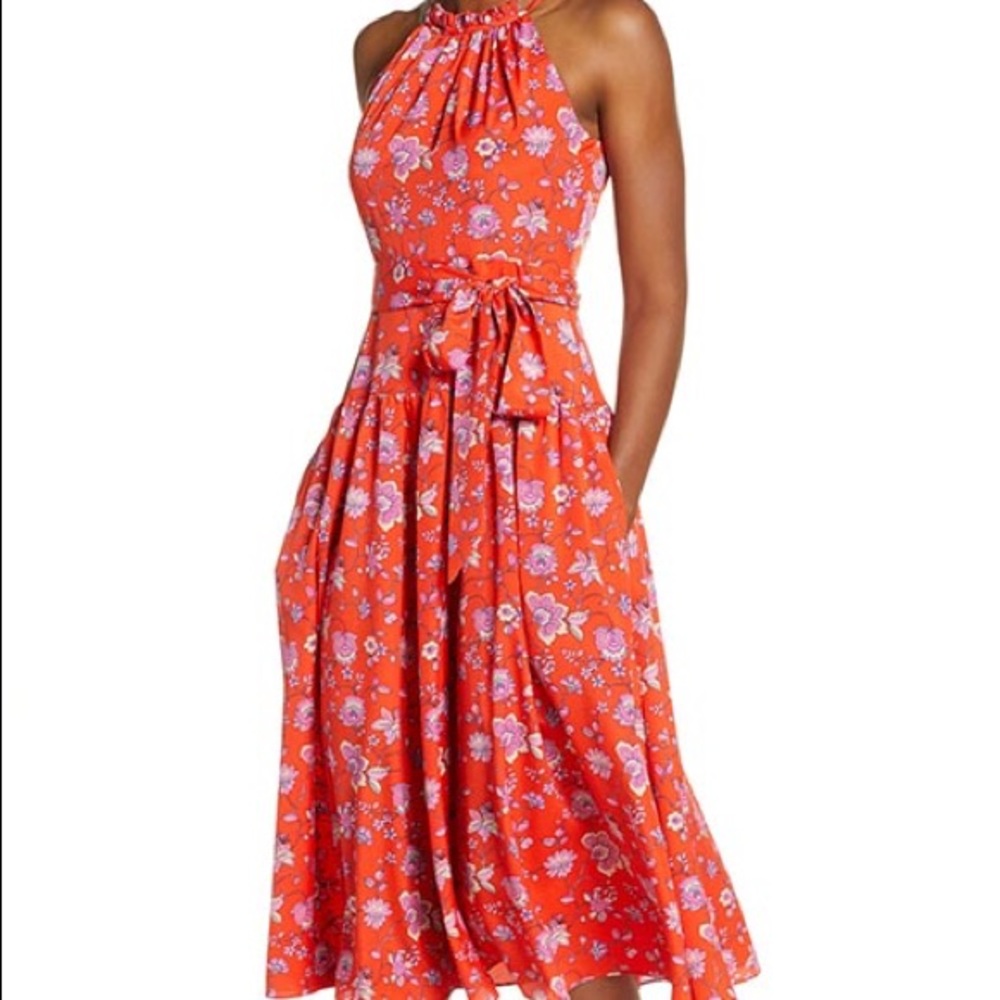Eliza J Floral High Neck Midi Dress - 6